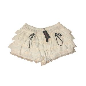 NWT White Ruffle Bloomer Shorts w/ Lace Trim